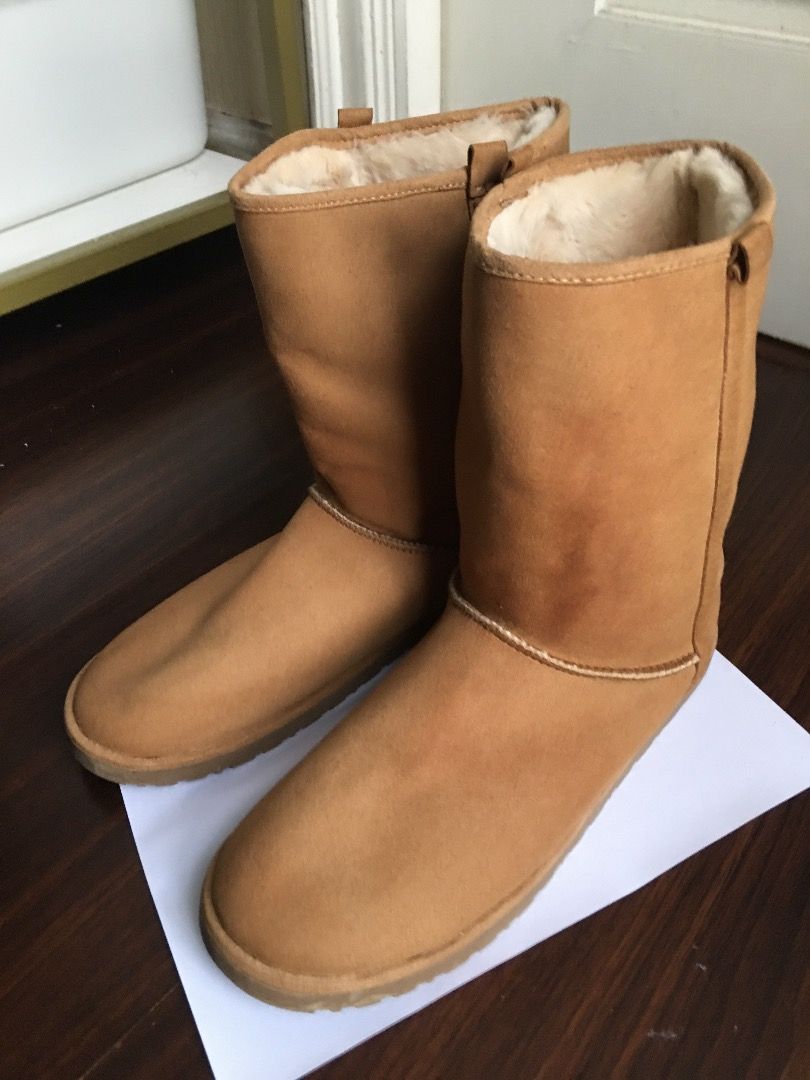 Authentic Zara UGG like Winter Fleece Boots Size 8 Women Tan Color