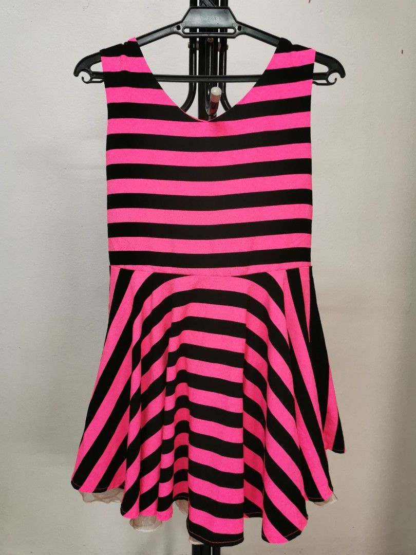 Barbie Pink black neon pink Dress Women s Fashion Dresses
