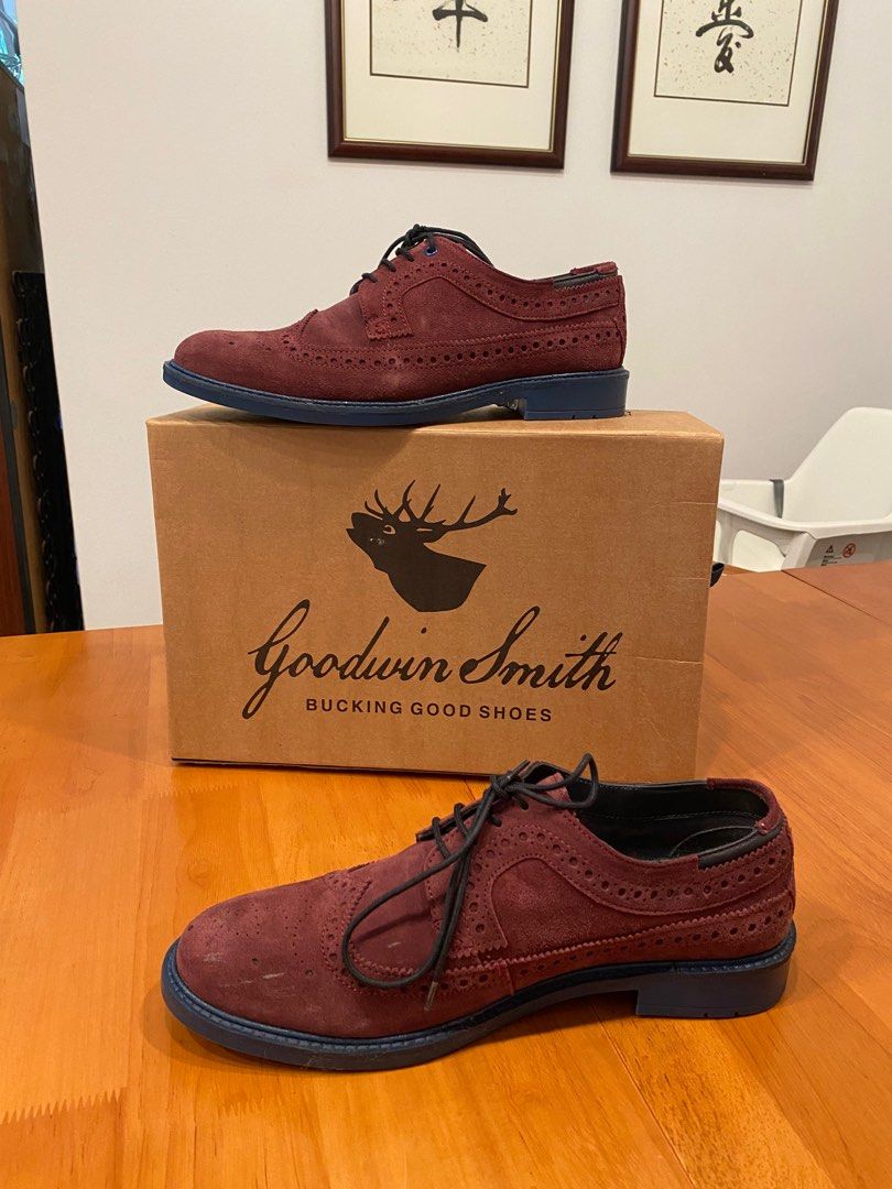 BNIB Baxendale Suede Brogue Shoe Burgundy Men s Fashion