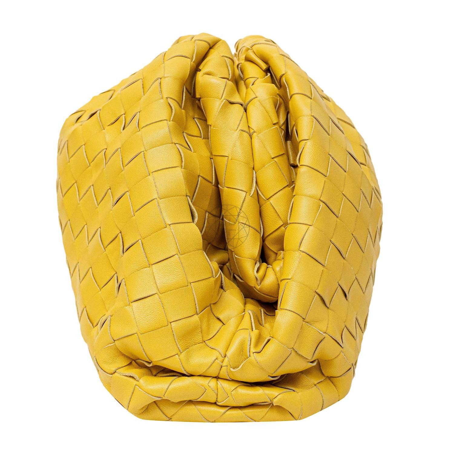 Bottega Veneta Small Intrecciato Leather Shoulder Bag in Lemon