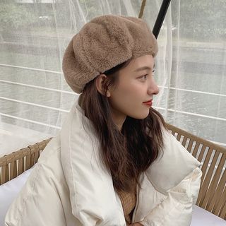 Autumn and winter cute fur ball hat Korean fashion trendy sequined baseball  cap women's casual warm mohair cap