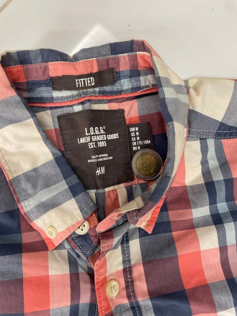 Casual fitted checked shirt Men s Fashion Tops Sets Tshirts