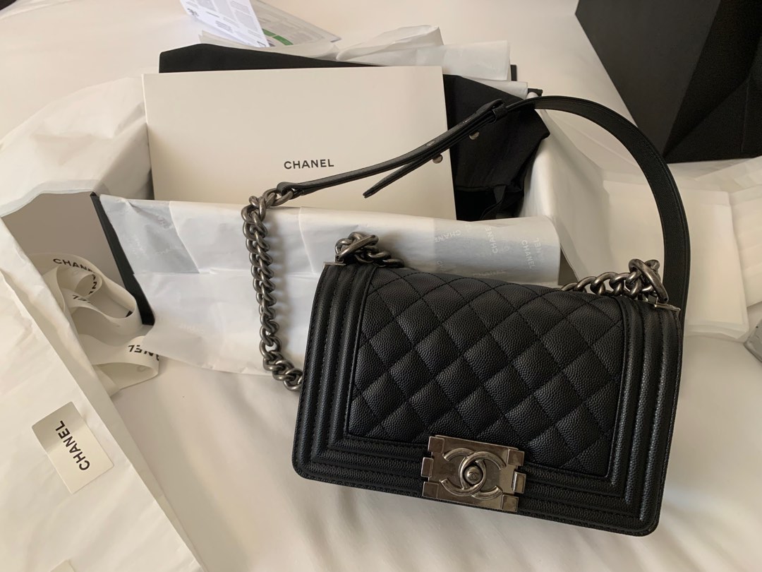 Chanel Caviar LeBoy Small Ruthenium, Luxury, Bags & Wallets on Carousell