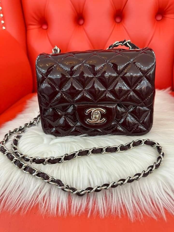 Chanel Red Quilted Patent Leather Classic Maxi Single Flap Bag