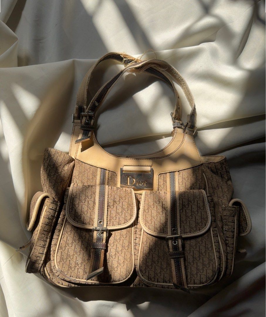 Dior Beige/Brown Diorissimo Canvas Multi Pocket Shoulder Bag at