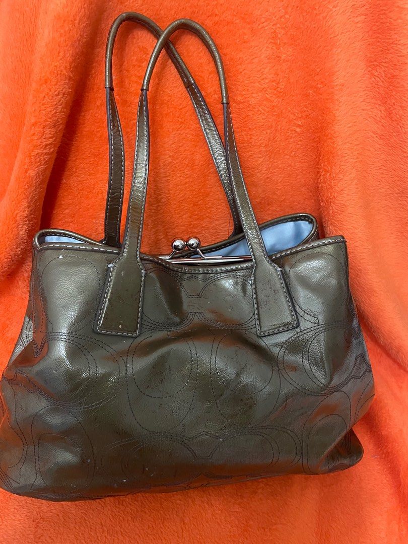 Coach Coral Patent Leather Tote Bag Orange ref.920312 - Joli Closet
