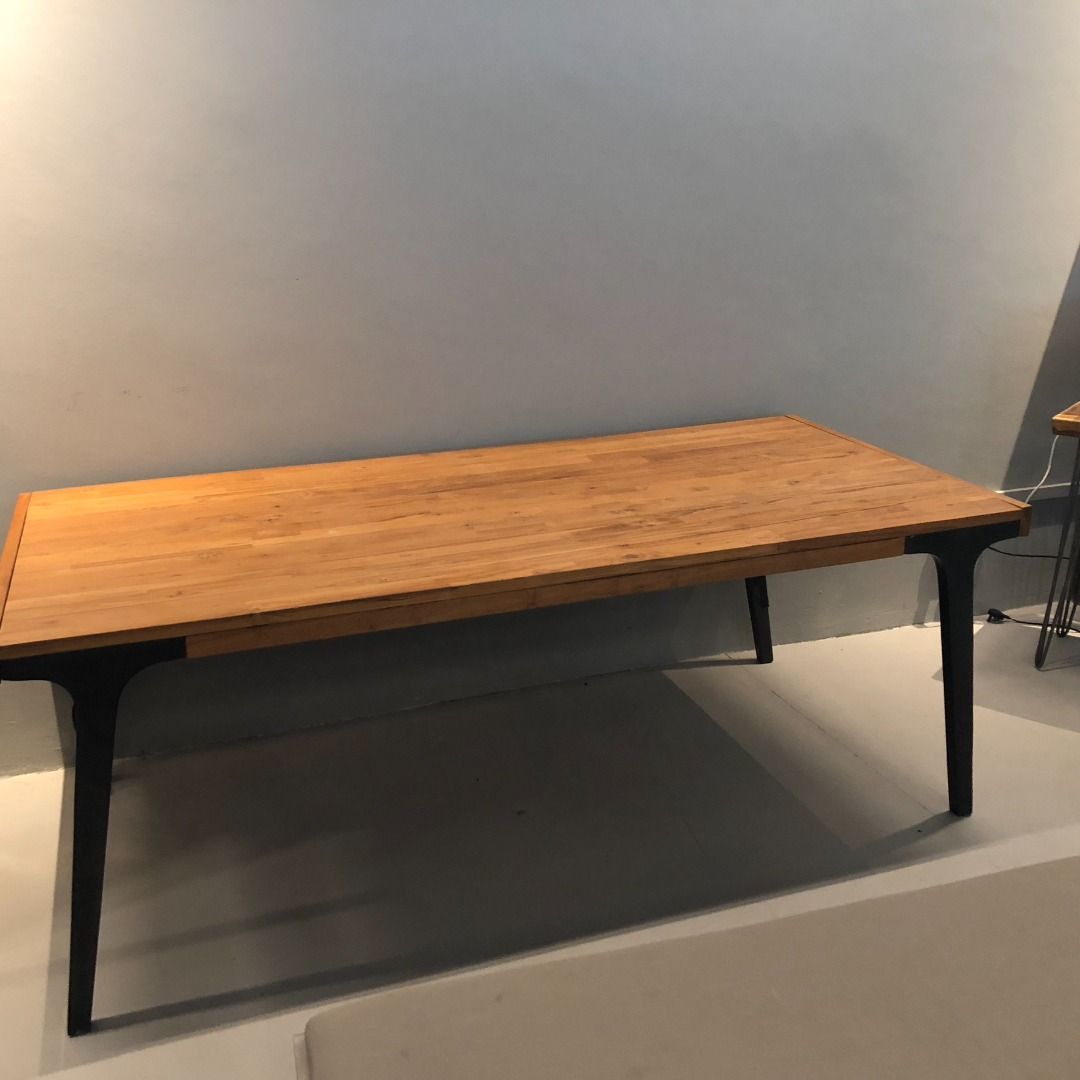 Crate and Barrel Lakin Solid Teak Extendable Dining Table, Furniture