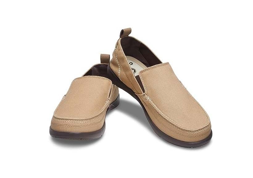 Crocs Men s Khaki Beige Walu Slip On Canvas Loafers