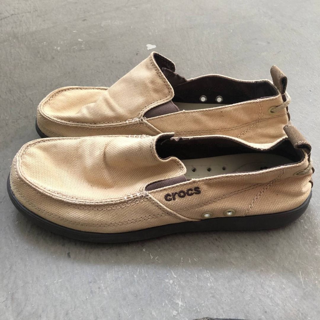 Crocs Men s Khaki Beige Walu Slip On Canvas Loafers