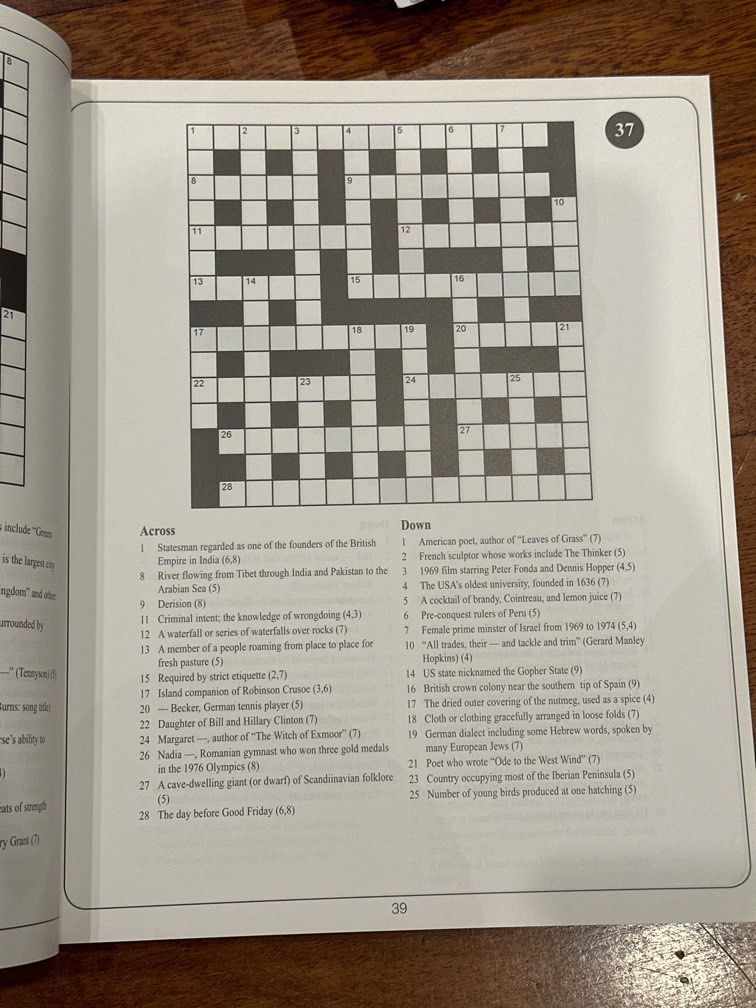 Crossword with answer sheet Hobbies Toys Books Magazines Travel