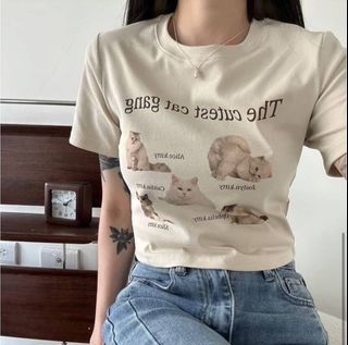 Dongnt.co 湯湯家 咖啡奶茶小貓貓舒服彈彈tee☕ 奶茶色