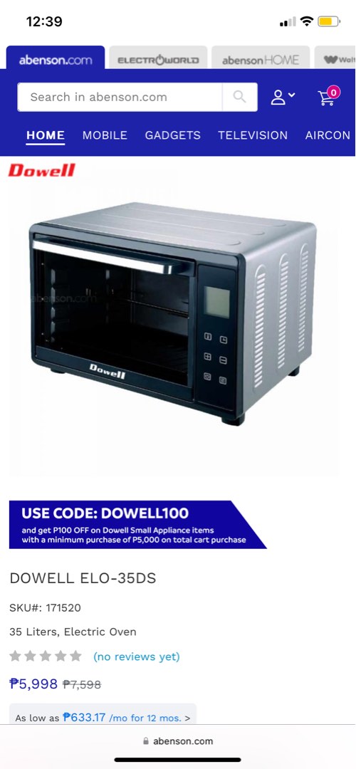 Dowell Electric Oven Digital for baking (negotiable), TV & Home