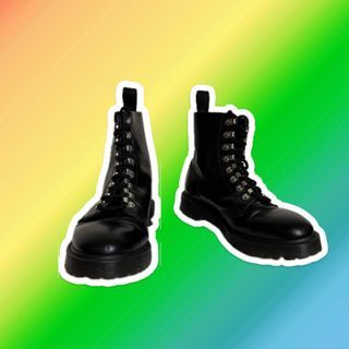 Dr Martens Assange Lace Boots Black Shiny Combat Boots Hardwear Size 38 EU / 6M7W / 5 UK