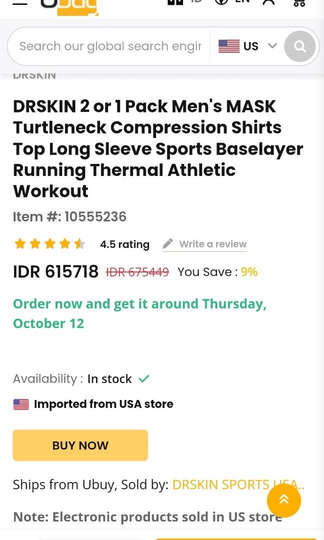 DRSKIN Men MASK Shirts Turtleneck Compression Shirt Top Long