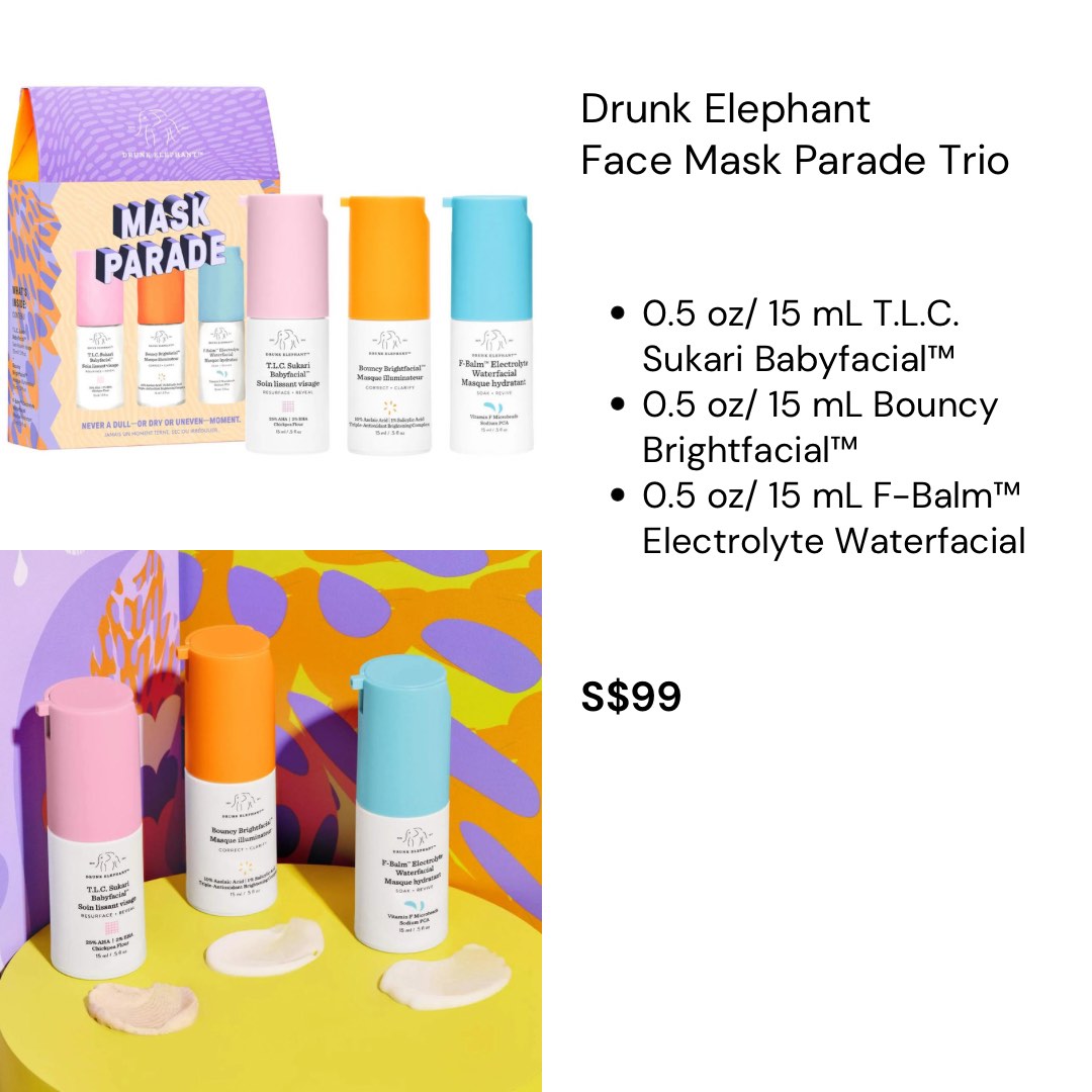 Drunk Elephant Face Mask Parade Trio, Beauty & Personal Care, Face
