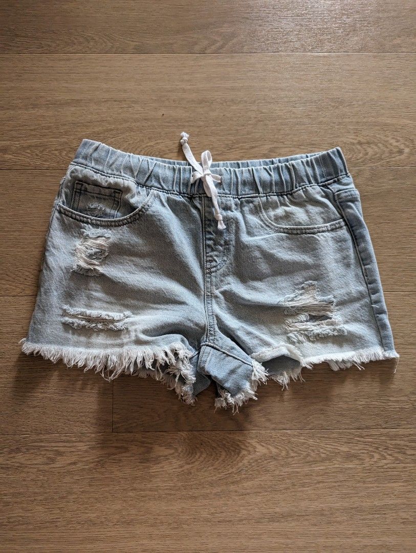 Elastic band jean shorts discount