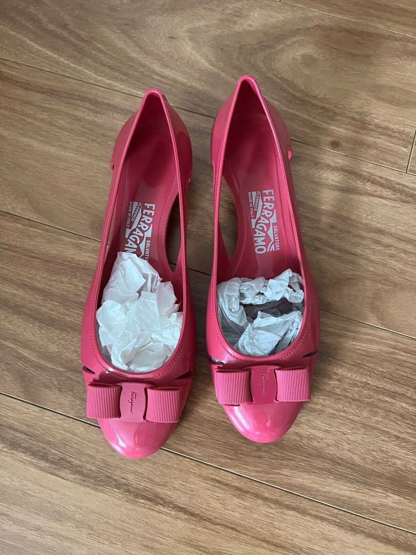 Ferragamo Pink Fuschia Jelly Ballet Flats