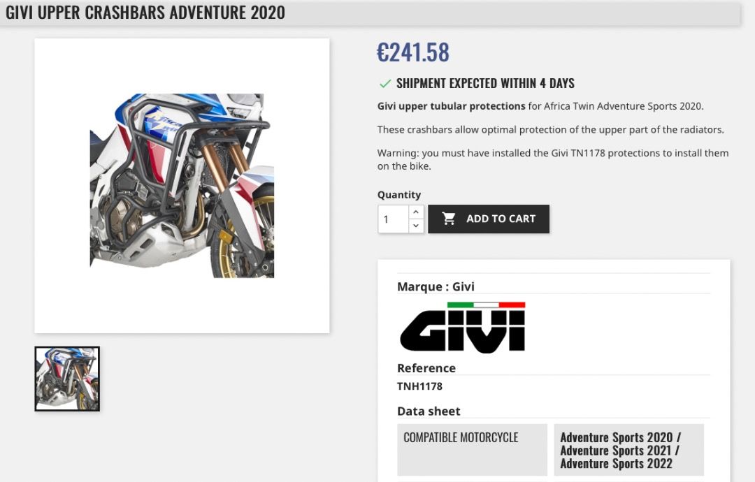 GIVI Crash bar for Honda Africa Twin Adventure sports CRF1100L