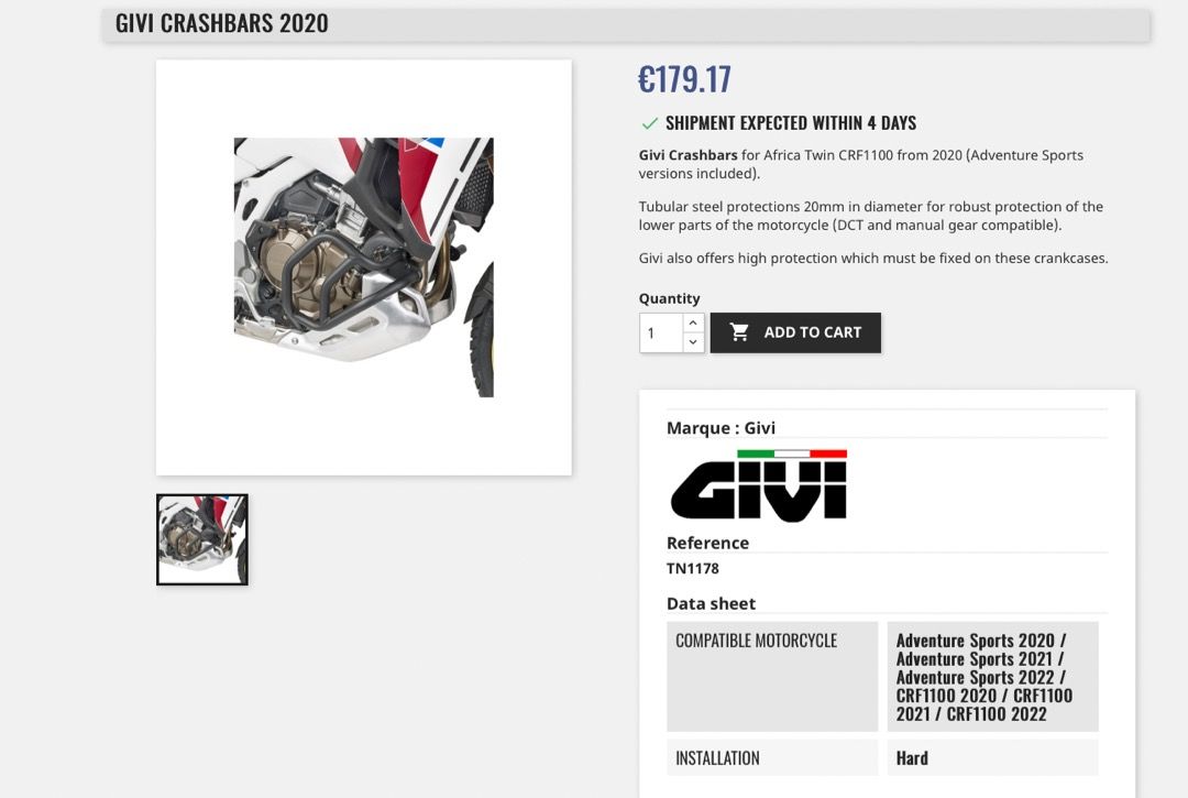 GIVI Crash bar for Honda Africa Twin Adventure sports CRF1100L