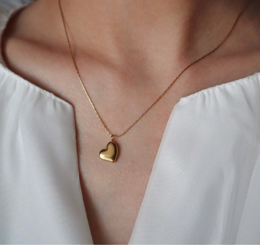Gold Heart Charm Necklace Women s Fashion Jewelry Organisers