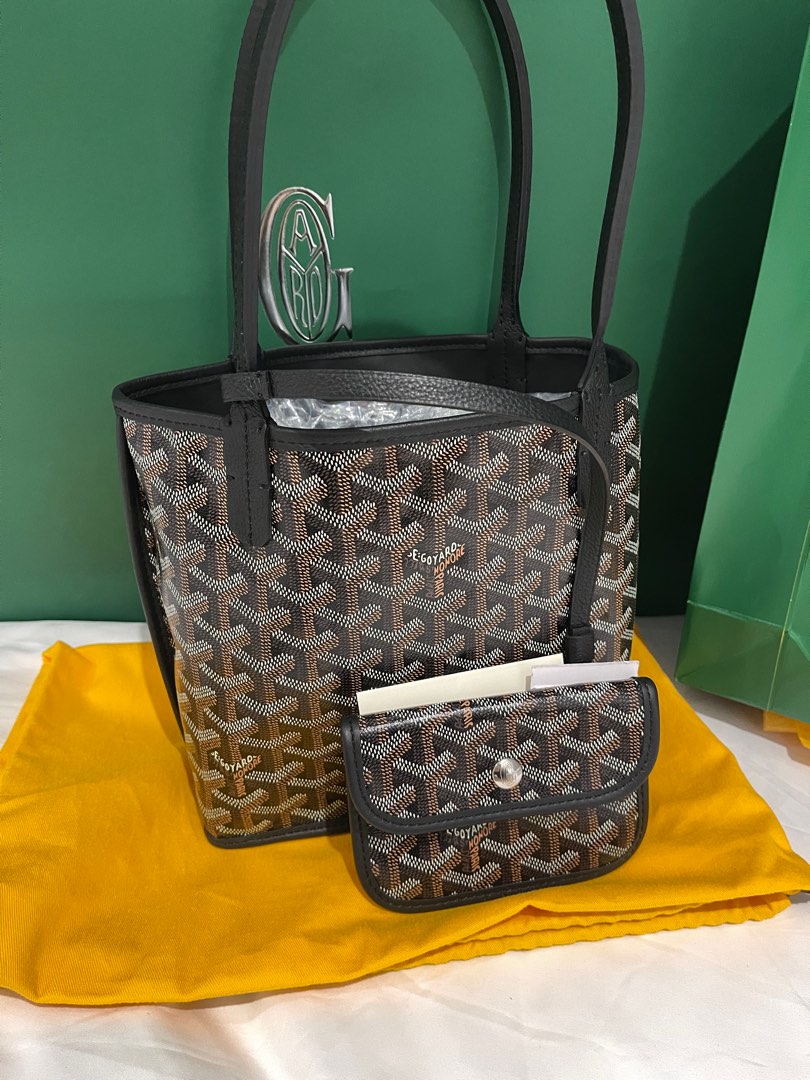 Goyard Mini Anjou Tote Bag In Chevroches Calfskin And Ine Canvas in White