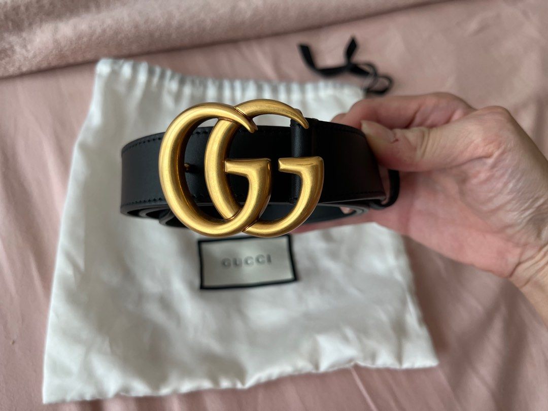 Gucci Belt LEATHER BELT WITH DOUBLE G BUCKLE Women s Fashion