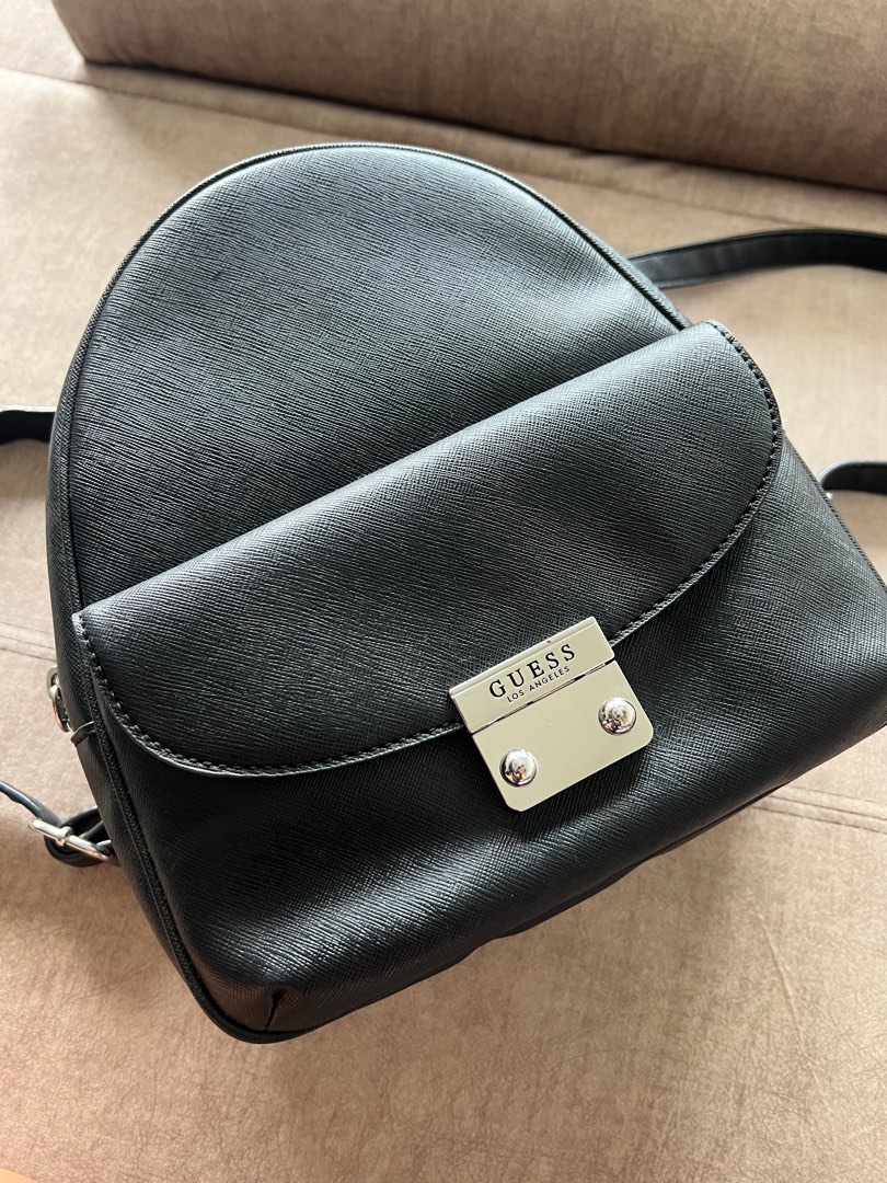 Guess black sale leather backpack