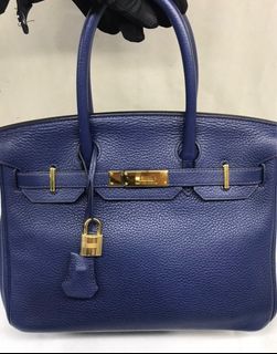 Hermes Birkin 30 Cobalt Blue Togo GHW Handbag Purse