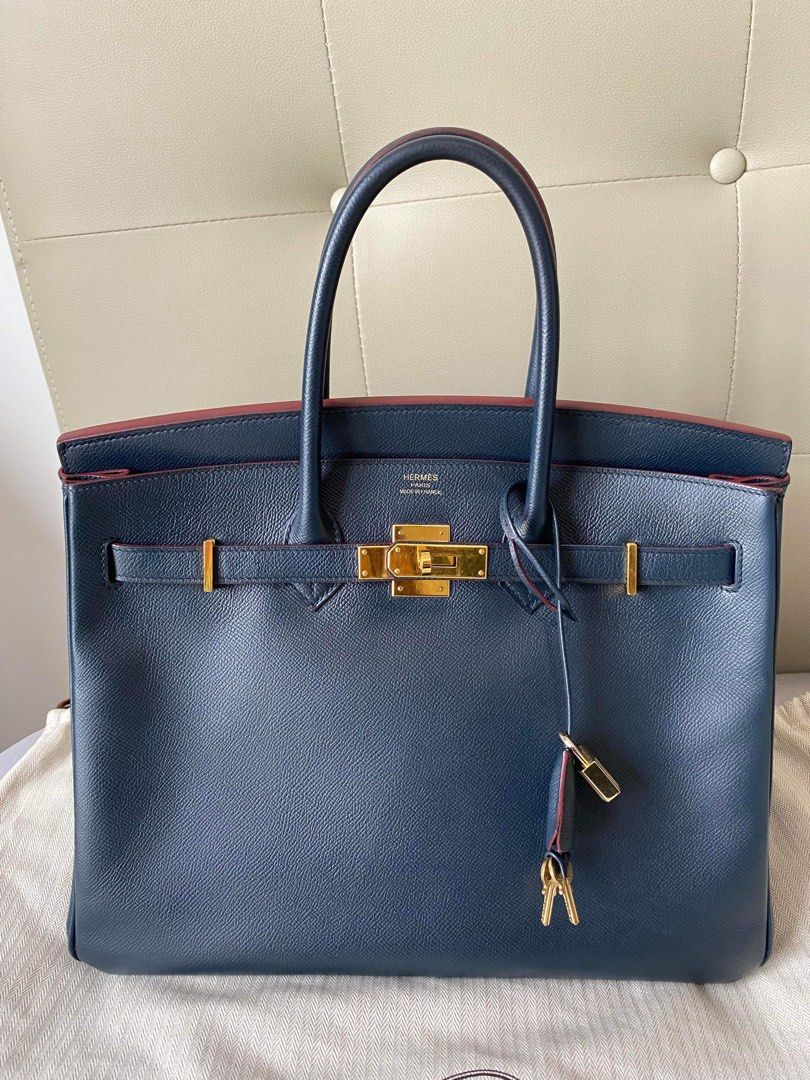 Hermes Blue Jean Birkin 35 PHW Togo Leather, Luxury on Carousell