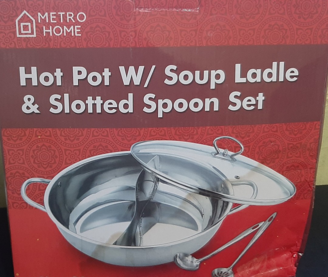 Hot Pot Ladle Heat Anti Scalding Hotpot Ladle Hotpot Soup Ladle Spoon Set  Long Handle Hotpot Ladle for Poached Eggs Hot Pot (Black Handle Leaky