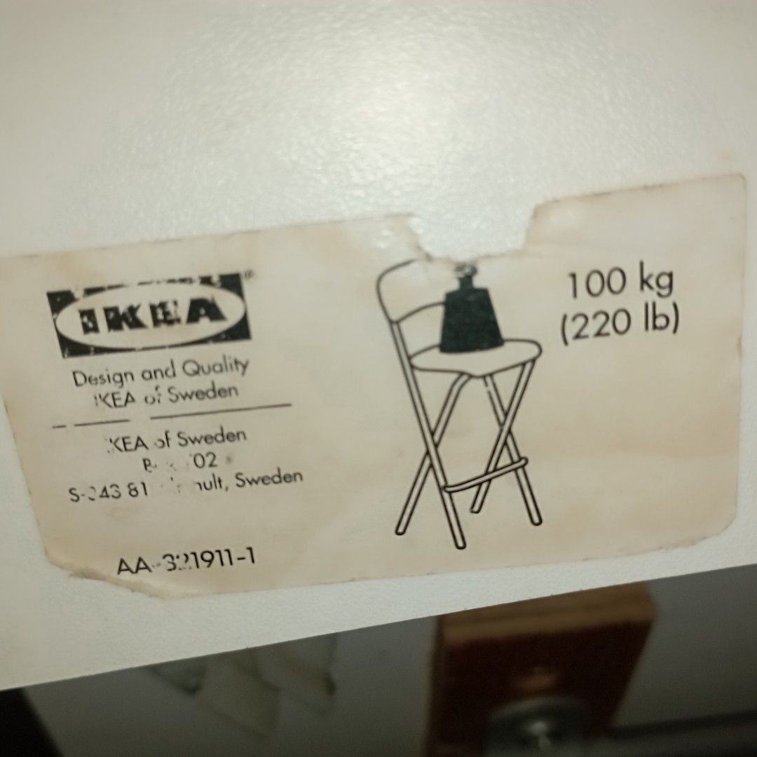 FRANKLIN Bar stool with backrest, foldable, white/white, 243/4 - IKEA