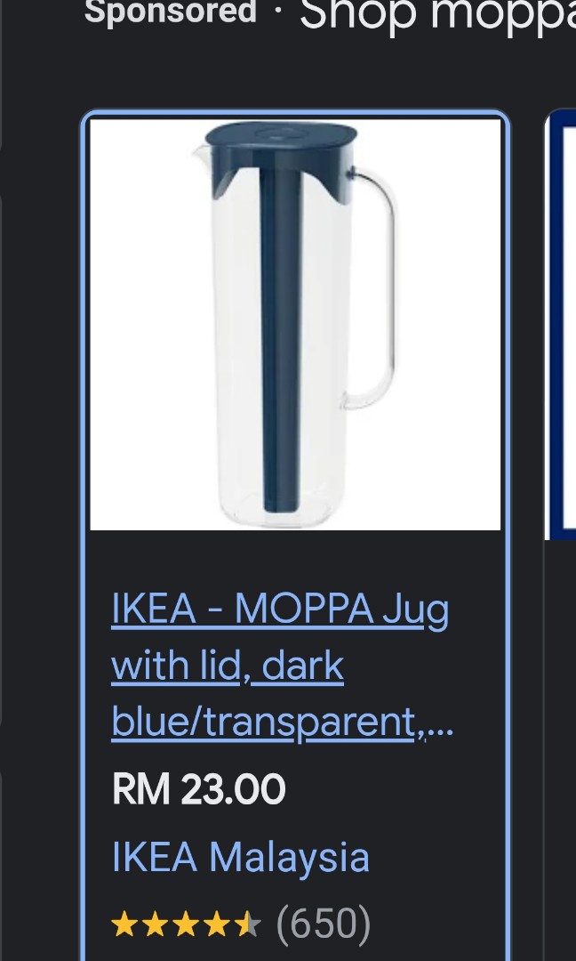 MOPPA Pitcher with lid, dark blue, transparent - IKEA