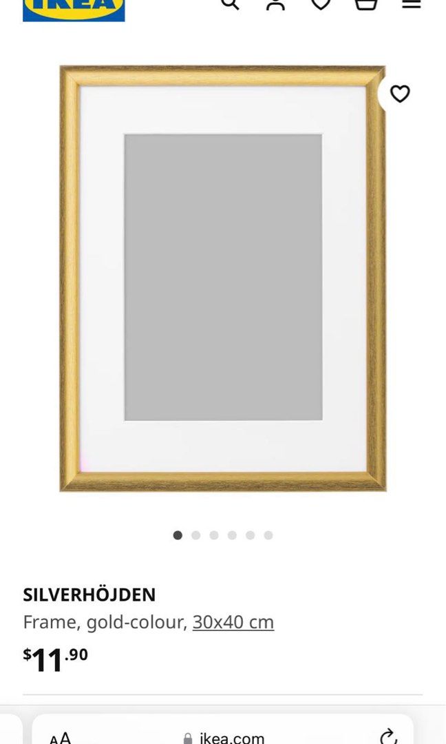 IKEA Silverhojden Frame, goldcolour, 40x50 cm, Furniture & Home Living