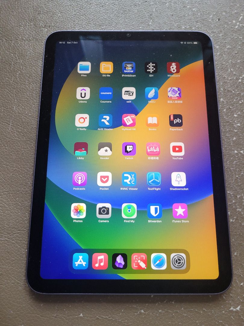 有保有盒有套）iPad Mini 6 64GB WiFi 紫色+ Moshi VersaCover, 手提 