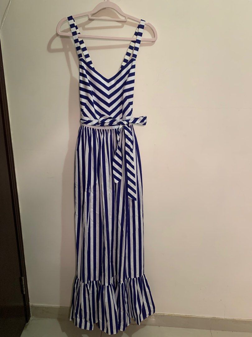 J.crew 100 cotton stripe ruffle maxi dress