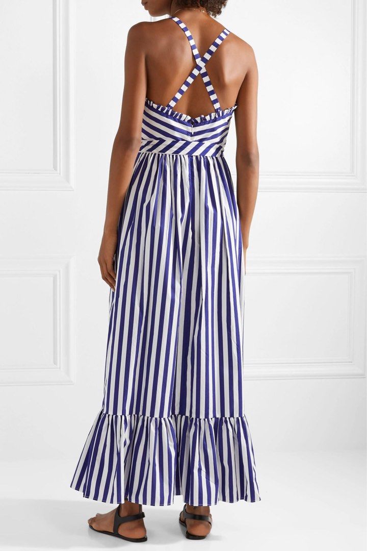 J crew striped new arrivals ruffle maxi dress