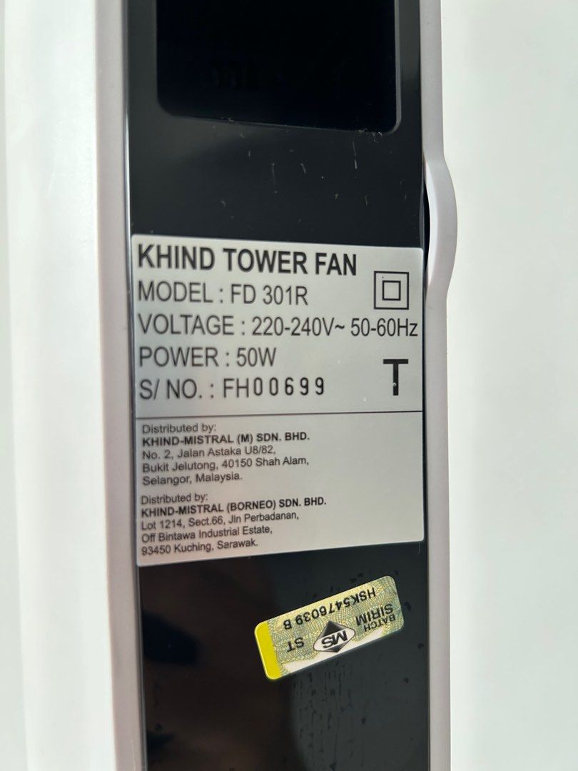 Khind Tower Fan FD301R, TV & Home Appliances, Air Conditioners