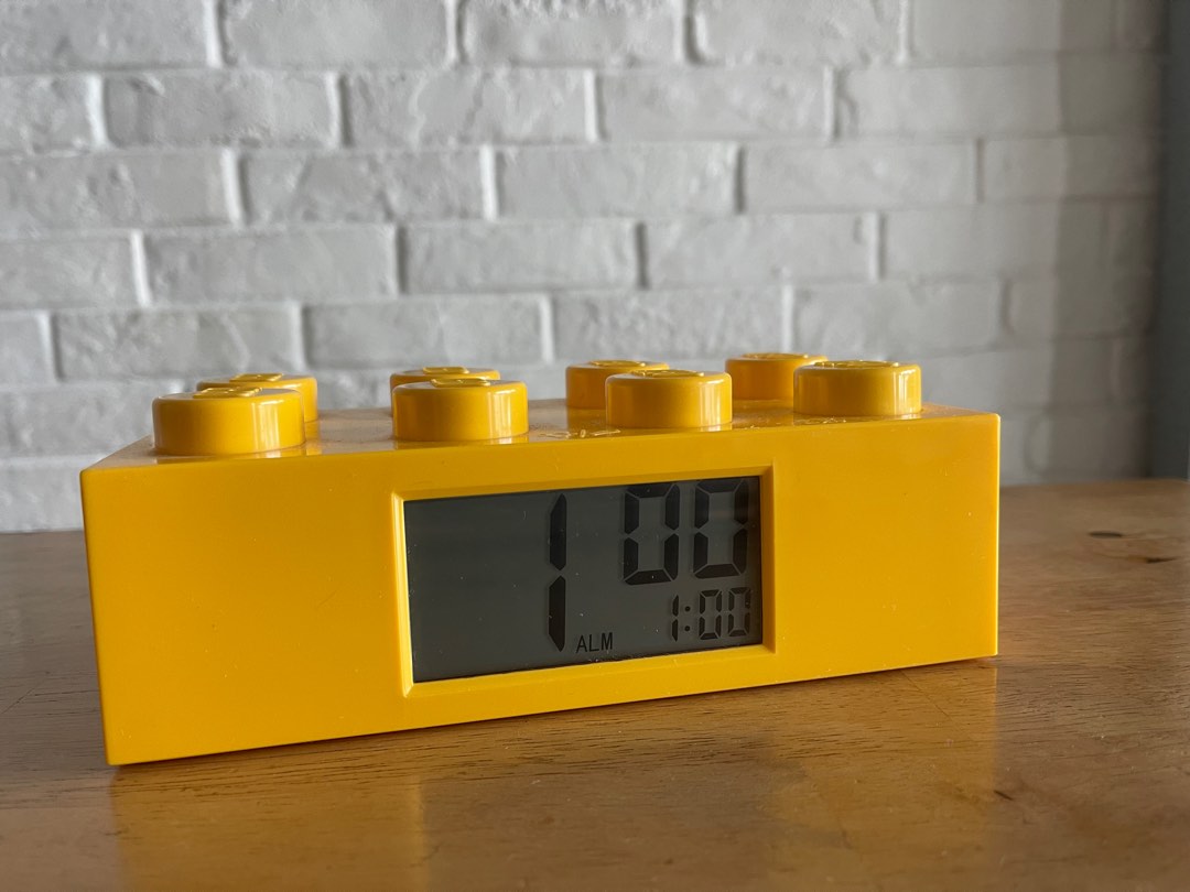 Lego Brick Alarm Clock (Yellow), Furniture & Home Living, Home Decor