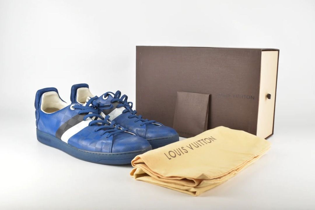 Louis Vuitton Blue Damier Infini Leather Frontrow Lace Up Sneakers