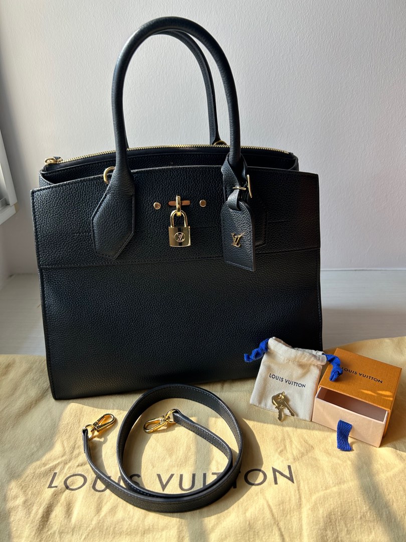 Louis Vuitton Noir Calfskin Leather City Steamer MM Bag Louis Vuitton