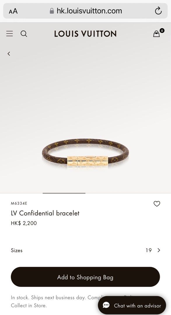 Louis Vuitton Lv confidential bracelet (M6334E)