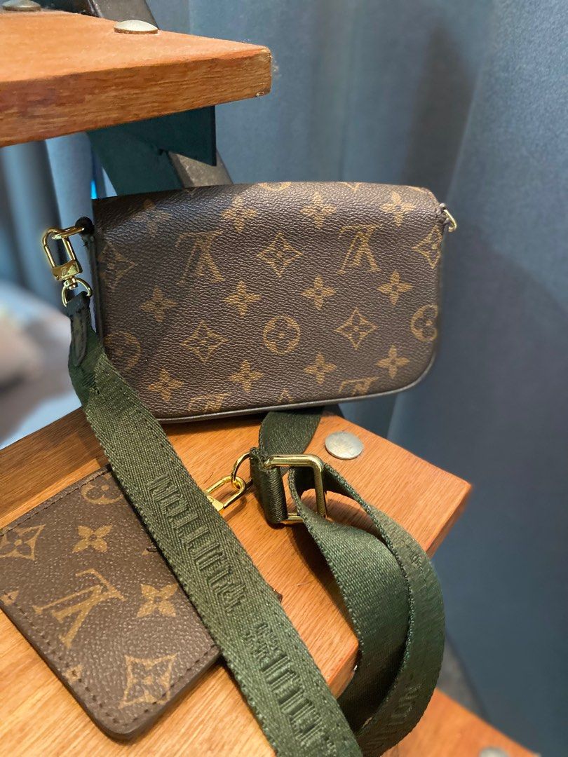 LOUIS VUITTON Felicie Strap & Go Pochette Monogram Canvas Shoulder Bag Brown