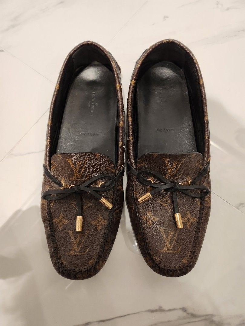 Louis Vuitton Brown Monogram Embossed Leather Gloria Loafers Size