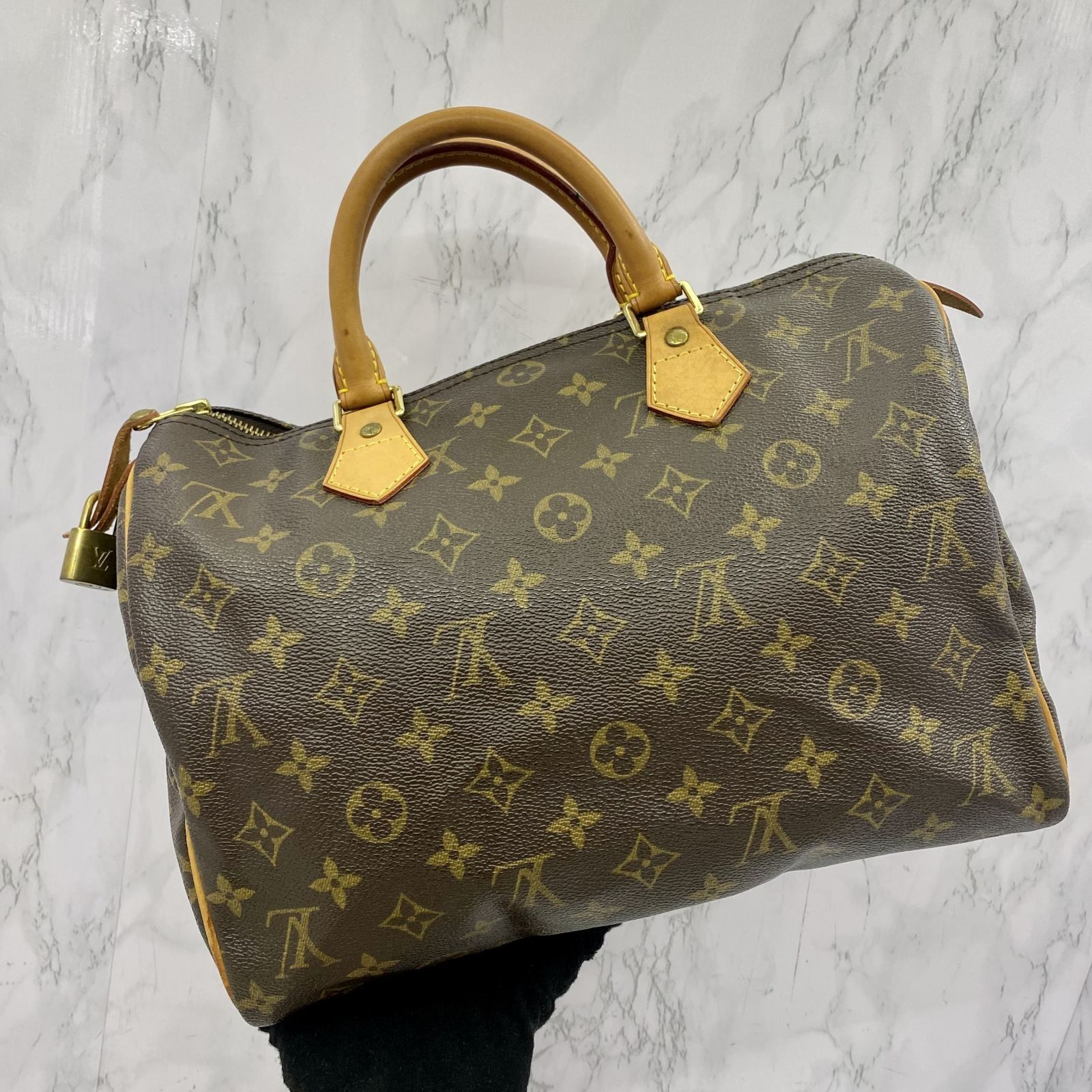 Louis Vuitton Womens Speedy 30 Monogram Canvas Tote Handbag Brown M41526