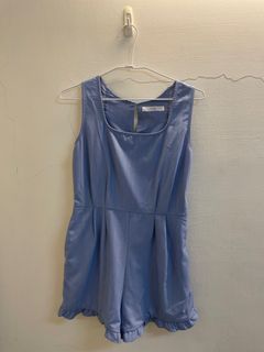 LOVFEE 荷葉邊連身短褲-藍