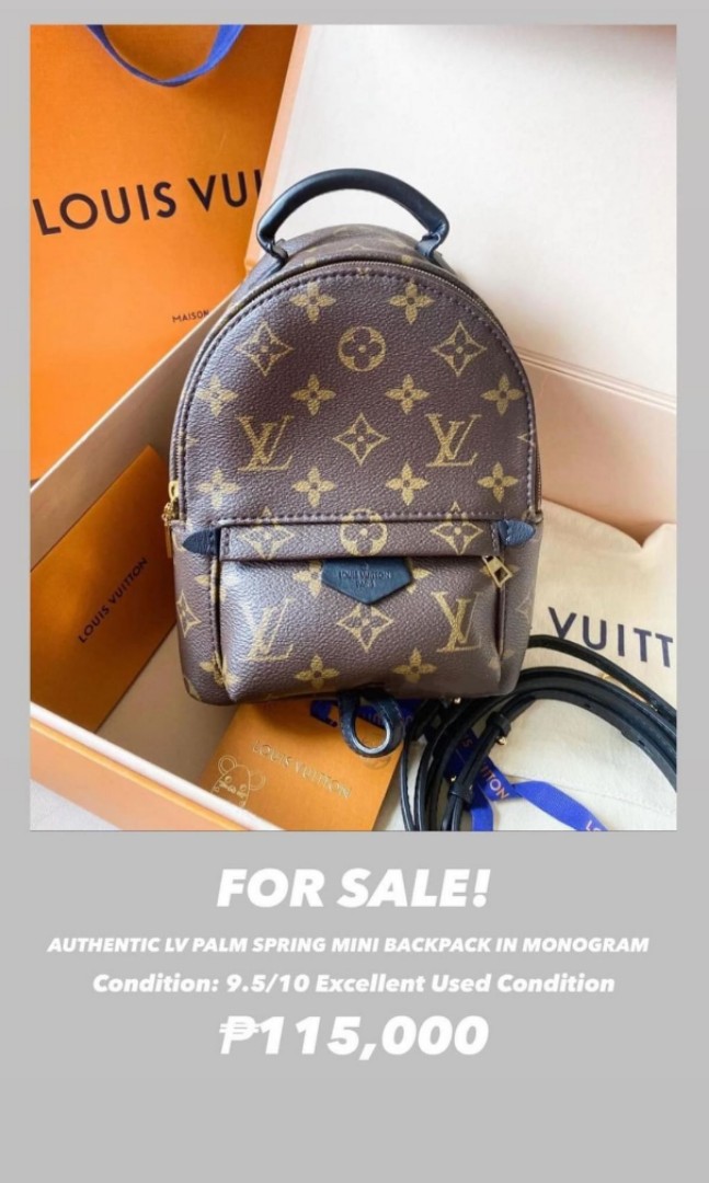 Receipt* Louis Vuitton Backpack mini Palm Spring Year 2021 Monogram,  Luxury, Bags & Wallets on Carousell