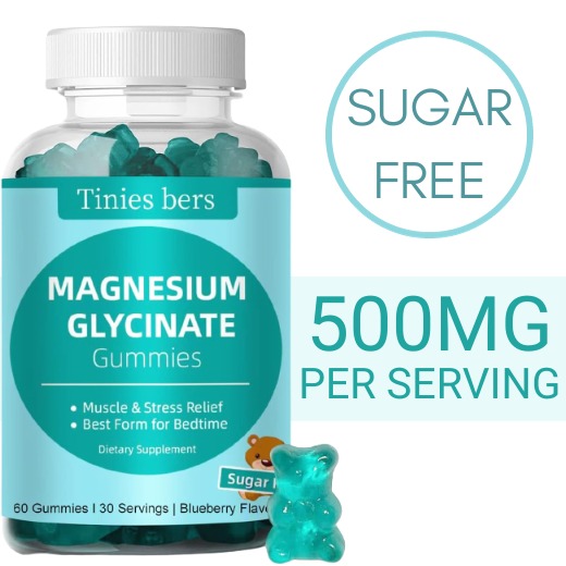 Magnesium Glycinate Gummies 500mg Sugar Free High Absorption Heart