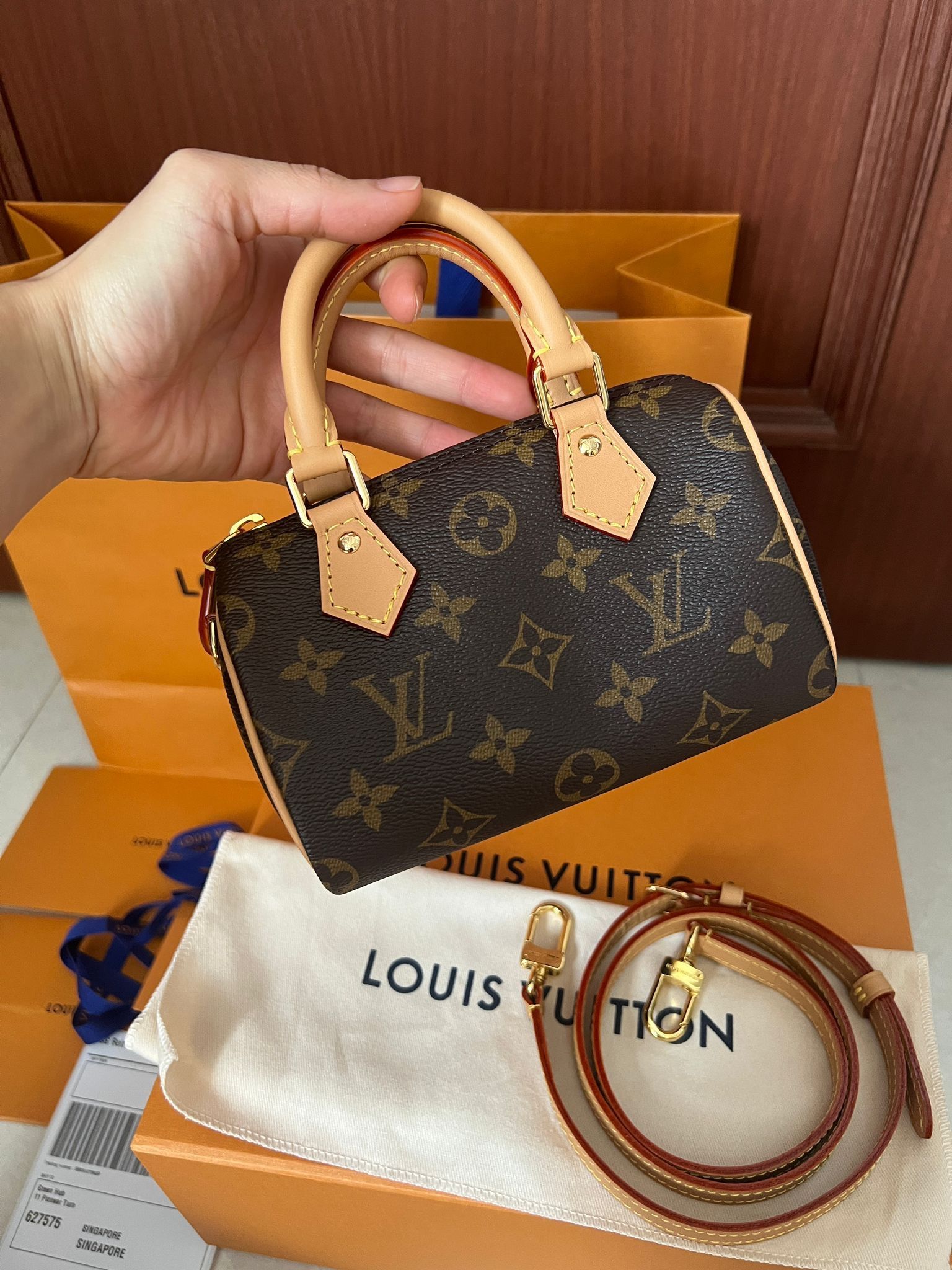 LOUIS VUITTON Nano Speedy Monogram Empreinte Leather Noir/Beige M81456 New!  BNIB