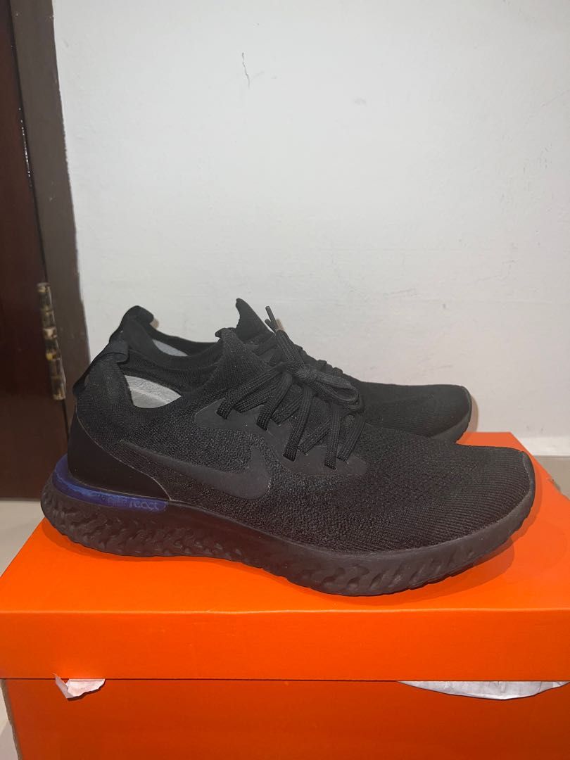 Nike epic react flyknit black cheap orange