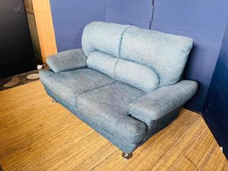Nitori Sofa 59”L x 34”W x 16”SH  2 seater Fabric seat Bulky foam In good condition